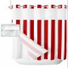 No Hook Fabric Shower Curtain with Snap in Liner, Simple Red Stripes Waterproof Shower Curtains Set with See Through Top Window, Striped Geometric Vertical Linens Modern Bath Curtains Shower 72"x72" view 1