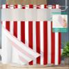 No Hook Fabric Shower Curtain with Snap in Liner, Simple Red Stripes Waterproof Shower Curtains Set with See Through Top Window, Striped Geometric Vertical Linens Modern Bath Curtains Shower 72"x72" view 2