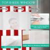 No Hook Fabric Shower Curtain with Snap in Liner, Simple Red Stripes Waterproof Shower Curtains Set with See Through Top Window, Striped Geometric Vertical Linens Modern Bath Curtains Shower 72"x72" view 4