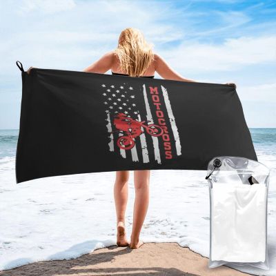 Byoblu American Flag Motocross Dirt Bike Beach Towel Absorbent Bath Towel Quick Dry Towel Oversized Super 31.5"X63"
