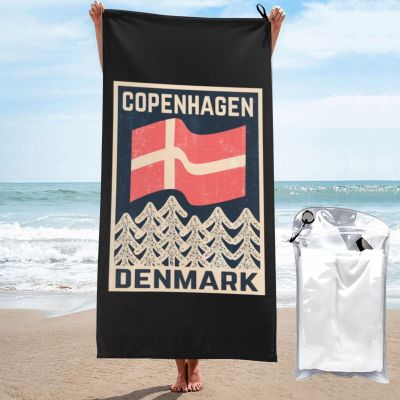 Byoblu Danish-Flag-Copenhagen-Denmark-Retro- Beach Towel Absorbent Bath Towel Quick Dry Towel Oversized Super 27.5"X55"