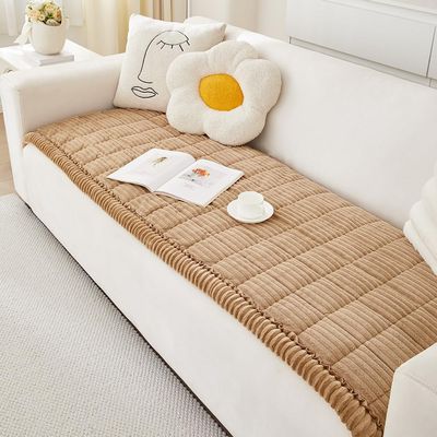 Awjcsv Couch Cover for Dogs Washable, Fuzzy Pet Couch Covers for 3 Cushion Sofa Pet Friendly, Non Slip Sofa Cover (Light Brown, 27.6" x 59"/70 x 150cm)