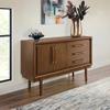 Signature Design by Ashley Lyncott Contemporary 2-Door Dining Server with Fixed Shelf and Felt-Lined Drawers, Light Brown view 2