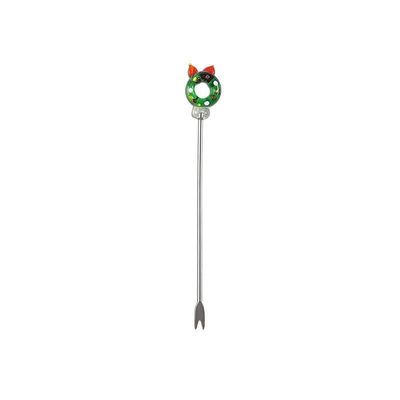WHIERGGIN Silverware Set, 1/4/6/8 Pieces Stainless Steel Glass Fruit Fork Christmas Snowman Santa Claus Stainless Steel(Orange,1 Piece)
