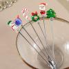WHIERGGIN Silverware Set, 1/4/6/8 Pieces Stainless Steel Glass Fruit Fork Christmas Snowman Santa Claus Stainless Steel(Orange,1 Piece) view 3