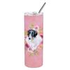 212 Main 20 oz Borzoi Pink Flowers Double Walled Stainless Steel Skinny Tumbler view 1