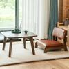 RhLLvJ Wooden Tatami Chair, Floor Chair with Upholstery, Lazy Susan, Meditation Floor Seat for Bay Window, Living Room, Bedroom(Orange Leather,Walnut) view 3