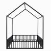 CIGEGE Minimalist Full Size Metal House Style Canopy Bed with guardrails and Door, Black view 3