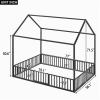 CIGEGE Minimalist Full Size Metal House Style Canopy Bed with guardrails and Door, Black view 4
