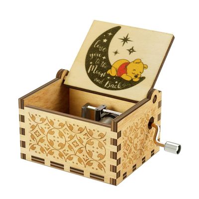 Pooh Music Box Gift for Mom Dad, Christmas Valentine Day Gift for Daughter Son, I Love You to The Moon and Back Anniversary Birthday Gifts for Women Girls Play You are My Sunshine