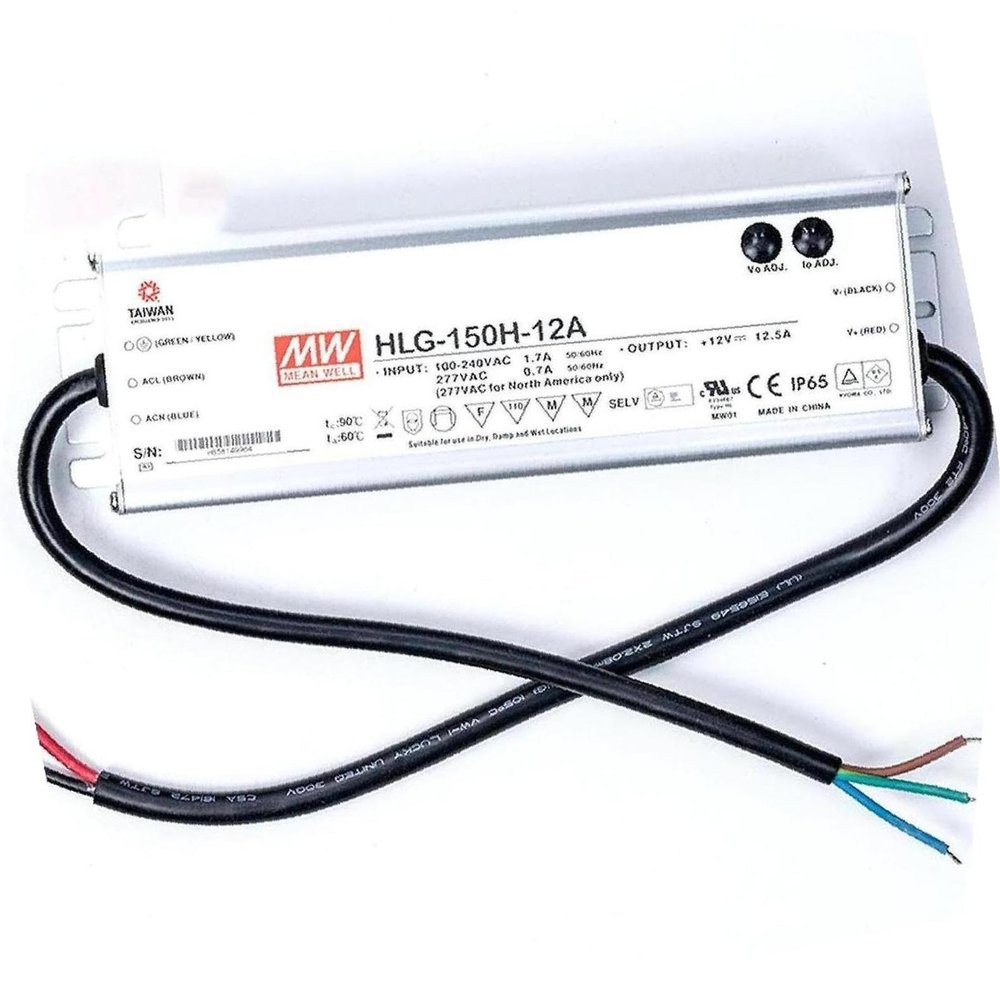 HomeLoft Basics HLG-150H-12A 12V 12.5A 150W LED Driver IP67 for Outdoor Lighting, YS-HLG-150H-12A