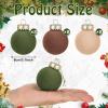 24 Pcs Velvet Christmas Balls Flocked Christmas Tree Hanging Ornaments Shatterproof Hanging Balls Decorations for Xmas Tree Family Holiday Party Home Decor (Brown, Green, Beige, 3.15 inch) view 2