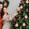 24 Pcs Velvet Christmas Balls Flocked Christmas Tree Hanging Ornaments Shatterproof Hanging Balls Decorations for Xmas Tree Family Holiday Party Home Decor (Brown, Green, Beige, 3.15 inch) view 4