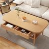 Modern Wood Coffee Table with Drawers, 2-Tier Rectangular Center Table for Living Room, Domestic Small Dining Table, Multifunctional Bedroom Leisure Table(Yellow,120cm) view 1