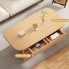 Modern Wood Coffee Table with Drawers, 2-Tier Rectangular Center Table for Living Room, Domestic Small Dining Table, Multifunctional Bedroom Leisure Table(Yellow,120cm) view 3