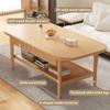 Modern Wood Coffee Table with Drawers, 2-Tier Rectangular Center Table for Living Room, Domestic Small Dining Table, Multifunctional Bedroom Leisure Table(Yellow,120cm) view 4