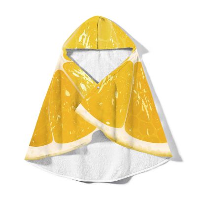 CiauCh Fruit Poncho Bath Towel,Beach Towel with Hood,Changing Towel Robe for Adults Men Women,Water Absorbent Wetsuit Change Poncho for Surfing Swimming(Yellow,150x130)