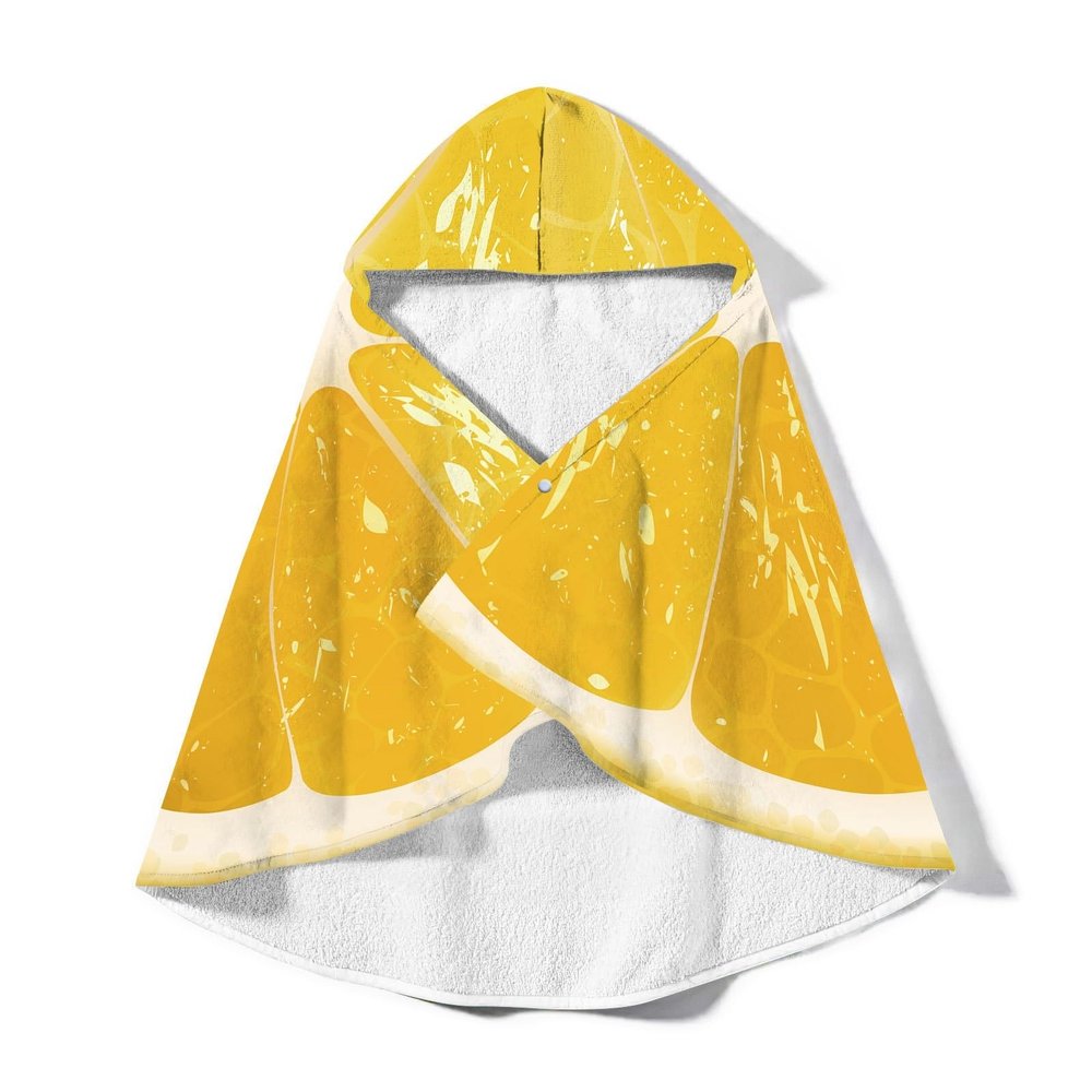 CiauCh Fruit Poncho Bath Towel,Beach Towel with Hood,Changing Towel Robe for Adults Men Women,Water Absorbent Wetsuit Change Poncho for Surfing Swimming(Yellow,150x130)