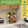 3 Tier Wire Baskets with 2 Banana Hangers, Detachable Countertop Fruit Vegetable Basket for Pantry Organization and Storage, Kitchen Counter Basket Stand for Storage Potato Onion Bread Snack Veggie view 4