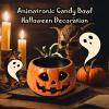 Baoblaze Halloween Pumpkin Candy Bowl with Moving Skeleton Hand Ornament Animated Halloween Skull Bowl for Halloween Decorations Home, 25x15cm, Orange view 4