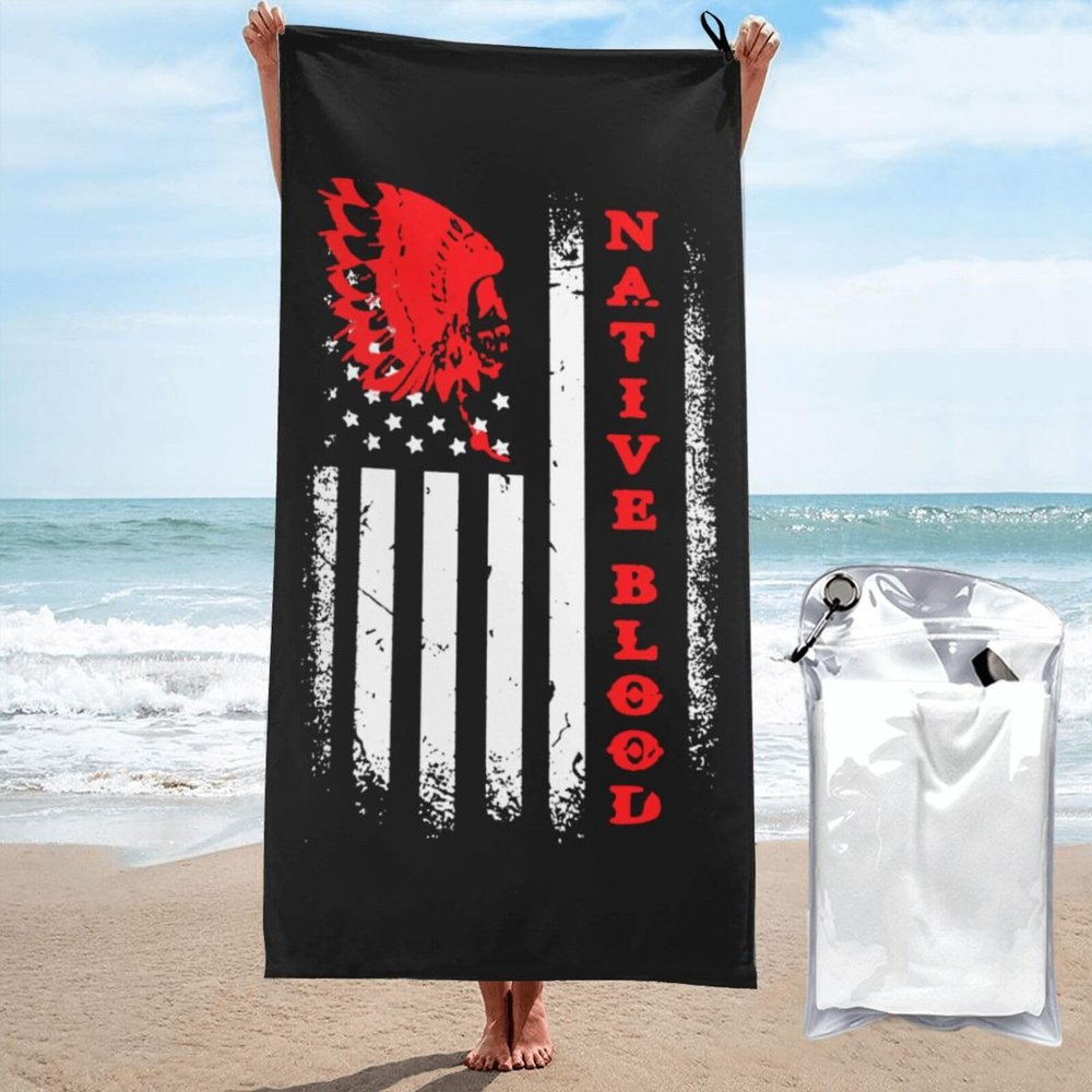 BYOBLU American Flag Native Blood Beach Towel Absorbent Bath Towel Quick Dry Towel Oversized Super 31.5"X63"