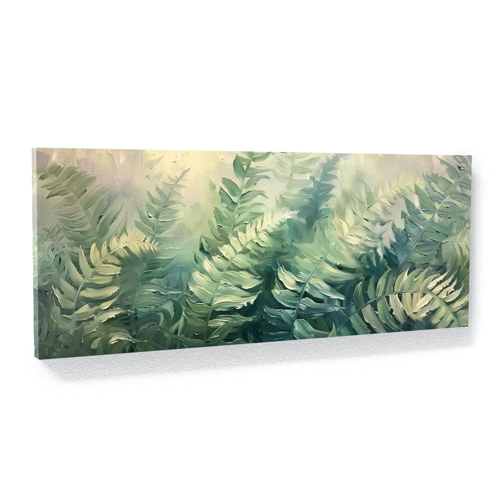 Sense Canvas Fern Plant Swaying Fern Elegance 6 Canvas Art - Home Decor Wall Art Print Poster Painting Small 20x8 / 1.5"