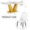 Marble Dining Table Set for 8, Kitchen Table and Chairs Set for 8, 71'' Rectangular Dining Table with 0.4" Tempered Glass Tabletop and V-Shaped Bracket&Black Base, 8 PU Leather Chairs, Dining Room. view 3
