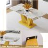 Marble Dining Table Set for 8, Kitchen Table and Chairs Set for 8, 71'' Rectangular Dining Table with 0.4" Tempered Glass Tabletop and V-Shaped Bracket&Black Base, 8 PU Leather Chairs, Dining Room. view 4