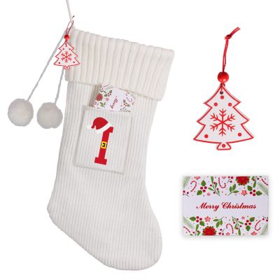 K-MLICE Christmas Stocking 18 Inches Large Knit Christmas Stockings Monogram Initial Personalized Christmas Stockings for Family Xmas Home Decor White Red Green Tree Fireplace Ornaments White I