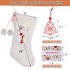 K-MLICE Christmas Stocking 18 Inches Large Knit Christmas Stockings Monogram Initial Personalized Christmas Stockings for Family Xmas Home Decor White Red Green Tree Fireplace Ornaments White I view 3