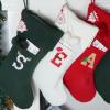 K-MLICE Christmas Stocking 18 Inches Large Knit Christmas Stockings Monogram Initial Personalized Christmas Stockings for Family Xmas Home Decor White Red Green Tree Fireplace Ornaments White I view 4