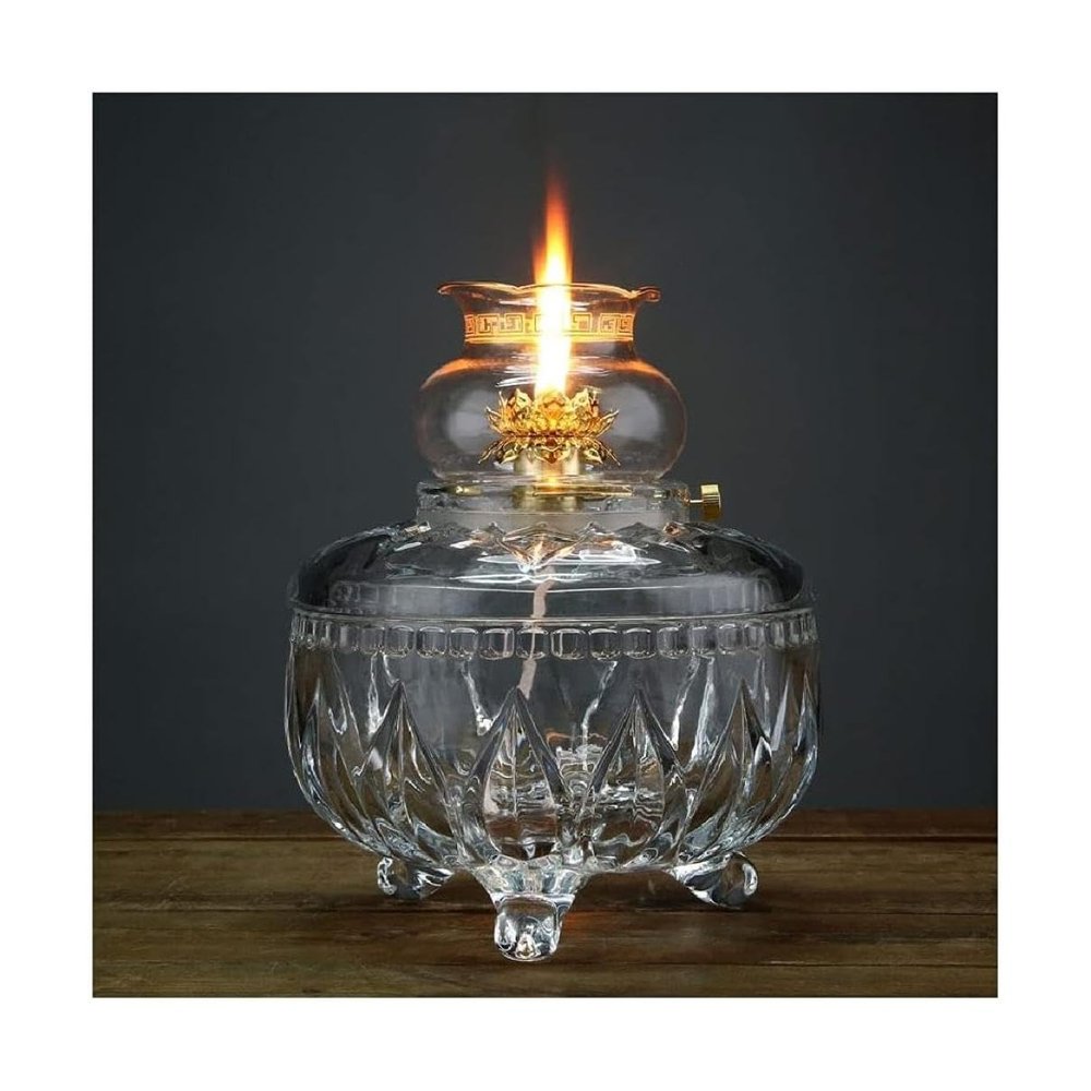 LEIXIUSM Kerosene Oil Lamps Crystal Oil Lamp Liquid Lamp Household Flower Enshrines Windproof Lamp Household Emergency Hurricane Lamp(Clear)