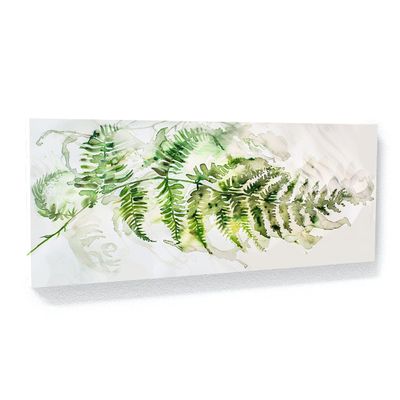 Sense Canvas Fern Plant Elegant Fern Study 12 Canvas Art - Home Decor Wall Art Print Poster Painting Small 20x8 / 1.5"