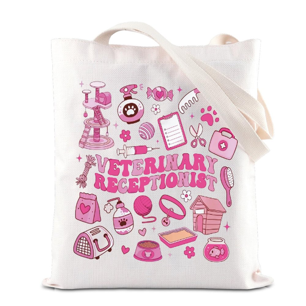 FOTAP Veterinarian Gift Veterinary Receptionist Tote Bag Vet Tech Handbag Gift for Receptionist Vet Tech Week Gift (VETERINARY T)