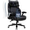 OLYFING Executive Office Chair, Heavy Duty 500 lbs, Ergonomic Leather Desk Chair with Adjustable Headrest and Lumbar Support, Big and Tall High Back Swivel Chair with Flip-up Armrests, Black view 1