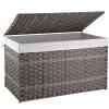 OIAHOMY Storage Basket with Lid, 42.3 Gallon (160L) Blanket Basket with Removable Liner Bag, Synthetic Wicker Hamper with Handle, Foldable, Hamper for Living Room, Grey view 1