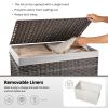 OIAHOMY Storage Basket with Lid, 42.3 Gallon (160L) Blanket Basket with Removable Liner Bag, Synthetic Wicker Hamper with Handle, Foldable, Hamper for Living Room, Grey view 3