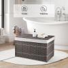 OIAHOMY Storage Basket with Lid, 42.3 Gallon (160L) Blanket Basket with Removable Liner Bag, Synthetic Wicker Hamper with Handle, Foldable, Hamper for Living Room, Grey view 4