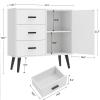 Iwell Storage Cabinet with 3 Drawers, Sideboard Buffet Cabinet with Adjustable Shelf, Freestanding Floor Storage Unit for Living Room, Entryway, Home Office, White view 2