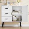 Iwell Storage Cabinet with 3 Drawers, Sideboard Buffet Cabinet with Adjustable Shelf, Freestanding Floor Storage Unit for Living Room, Entryway, Home Office, White view 4