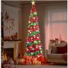 5 Ft Pop Up Christmas Tree with 50 Lights,Collapsible Christmas Tree,Artificial Pencil Christmas,Home Office Decor Indoor Dorm Room Party Holiday Xmas Decorations (Red) (Sequin Style) view 1