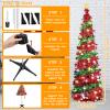 5 Ft Pop Up Christmas Tree with 50 Lights,Collapsible Christmas Tree,Artificial Pencil Christmas,Home Office Decor Indoor Dorm Room Party Holiday Xmas Decorations (Red) (Sequin Style) view 2