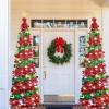 5 Ft Pop Up Christmas Tree with 50 Lights,Collapsible Christmas Tree,Artificial Pencil Christmas,Home Office Decor Indoor Dorm Room Party Holiday Xmas Decorations (Red) (Sequin Style) view 3