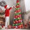 5 Ft Pop Up Christmas Tree with 50 Lights,Collapsible Christmas Tree,Artificial Pencil Christmas,Home Office Decor Indoor Dorm Room Party Holiday Xmas Decorations (Red) (Sequin Style) view 4