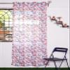 (5 ft) Cotton Printed Linen Single Curtain | Flower Design | Eyelet Window Curtain | Cotton Linen Fabric | Window Single Curtain (Red) | Vintage Print | for Home | (Pack of 1) | view 1