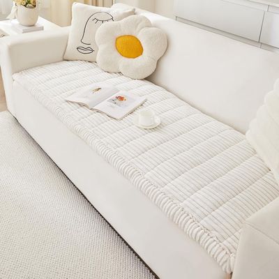 Awjcsv Couch Cover for Dogs Washable, Fuzzy Pet Couch Covers for 3 Cushion Sofa Pet Friendly, Non Slip Sofa Cover (White, 27.6" x 70.9"/70 x 180cm)
