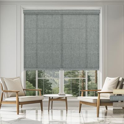 Sulugood Light Filtering Roller Shades,Cordless Linen Roller Blinds,Room Darkening with Cassette Valance Protecting Privacy Window Shades for Home Office Living Room,Grey,85" W x 96" H