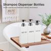 Segbeauty 3pcs 16.9oz Plastic Pump Bottles & 3pcs 1.1inch 2.8cm Drill-Free Shower Bottle Holder Stainless Shower Shampoo Holder Wall Mounted, 500ml Empty Reusable Modern Bathroom Liquid Container view 2