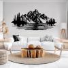 Metal Wall Art, Mountain Wall Art, Metal Mountain Wall Decor, Landscape Forest Wall Hanging, Mountain Landscape Sculpture, Large Nature Sign, Wall Decor Living Room (Gold, 27"x59"|69x150cm) view 2