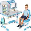 Bidbory Kids Desk and Chair Set, Height Adjustable Pink Desks for Kids, Kid Desk with Storage,Toddler Table Study Table with Bookshelf and Drawer, for Boys and Girls (Blue-a) view 1
